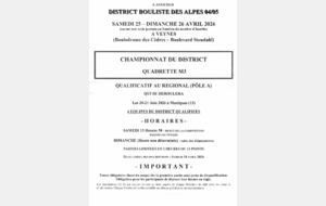 Inscriptions qualificatif - Championnat du district - Quadrette M3