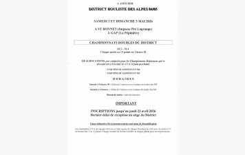 Inscriptions qualificatifs - Championnat double district - M3-M4